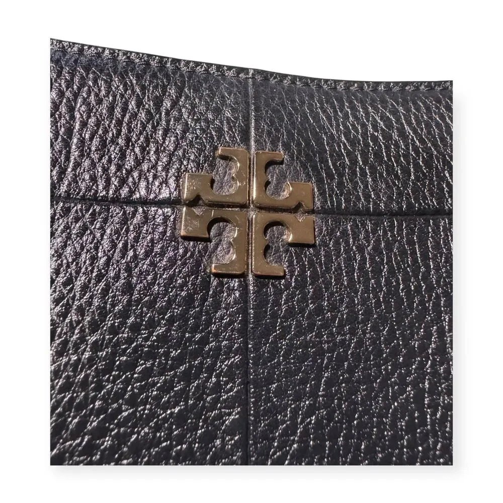 Tory Burch‎ Pebbled Leather Black Crossbody Ivy w/ Gold Chain Accents